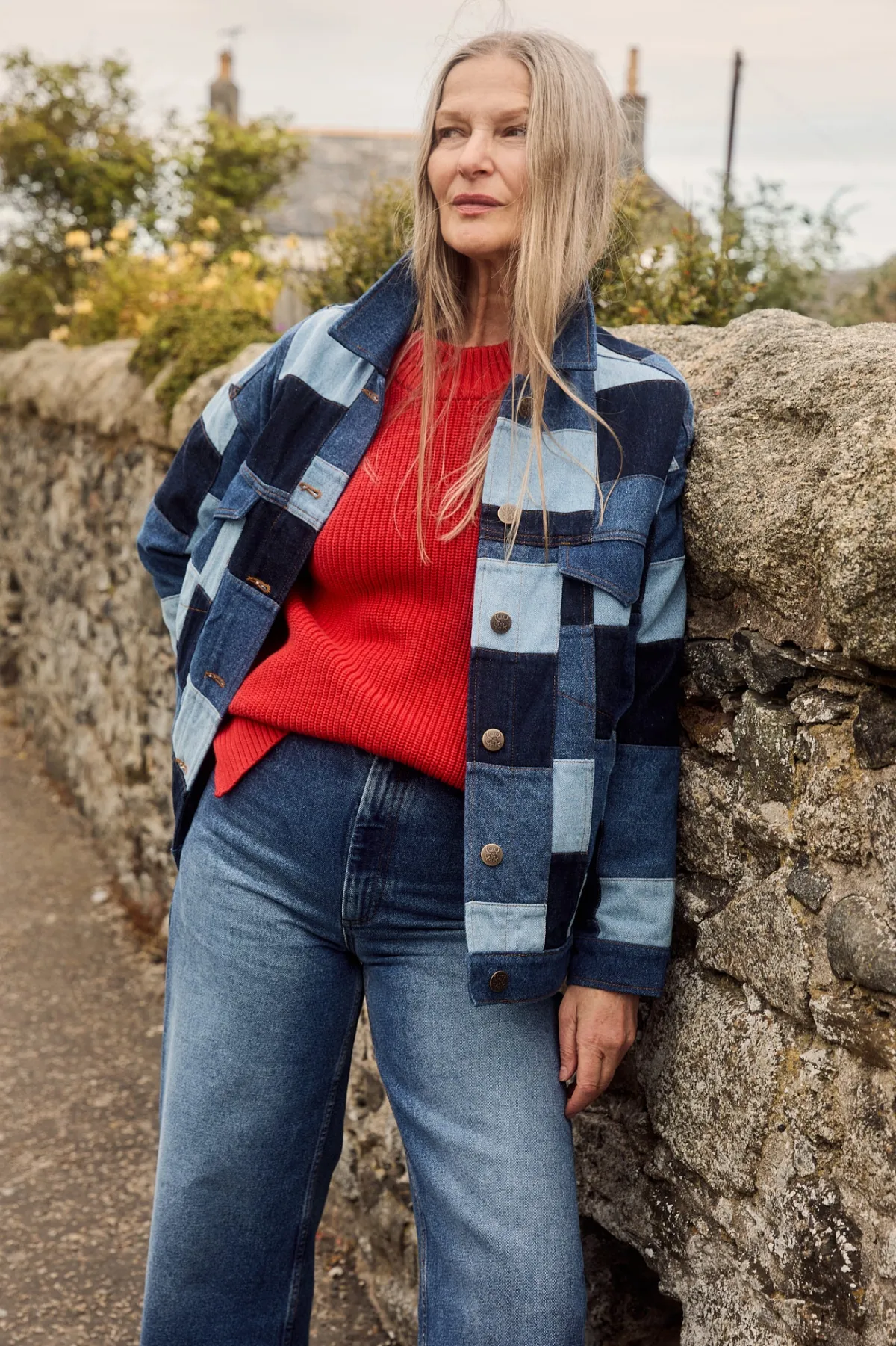 Clearance Callaway - Trucker Denim Jacket in Paige Patchwork Print All Outerwear & Knitwear|Jackets