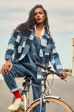Clearance Callaway - Trucker Denim Jacket in Paige Patchwork Print All Outerwear & Knitwear|Jackets