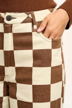 Outlet Carter - High Waisted Jeans in Cookies & Cream Checkerboard Print All Bottoms
