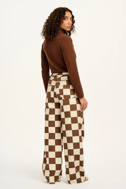 Outlet Carter - High Waisted Jeans in Cookies & Cream Checkerboard Print All Bottoms