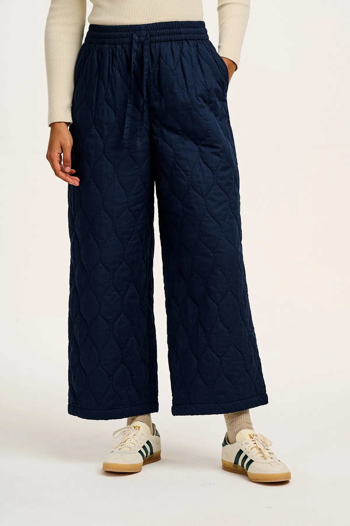 Fashion Chester - Quilted Cotton Trousers in Varsity Blue All Bottoms