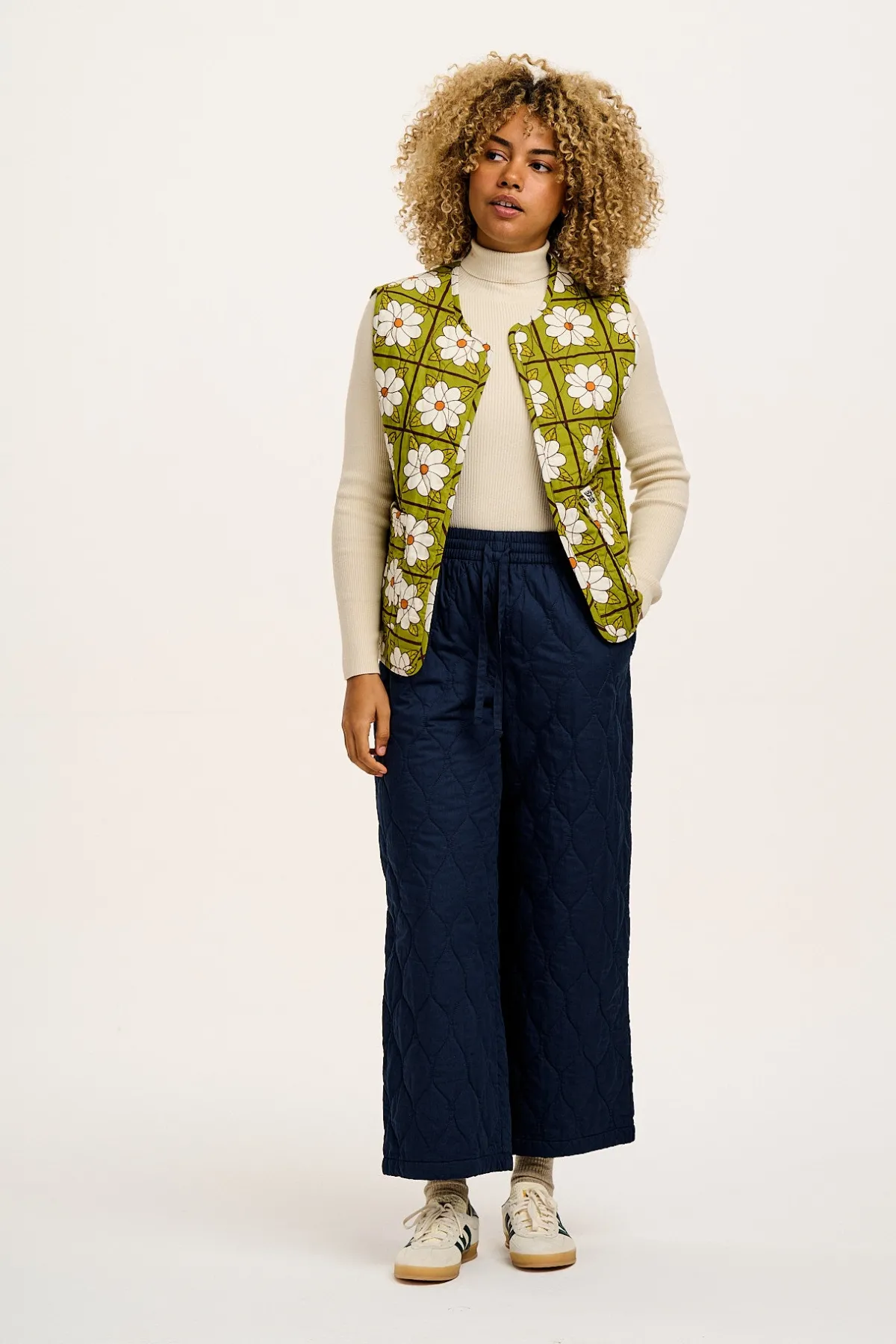 Fashion Chester - Quilted Cotton Trousers in Varsity Blue All Bottoms