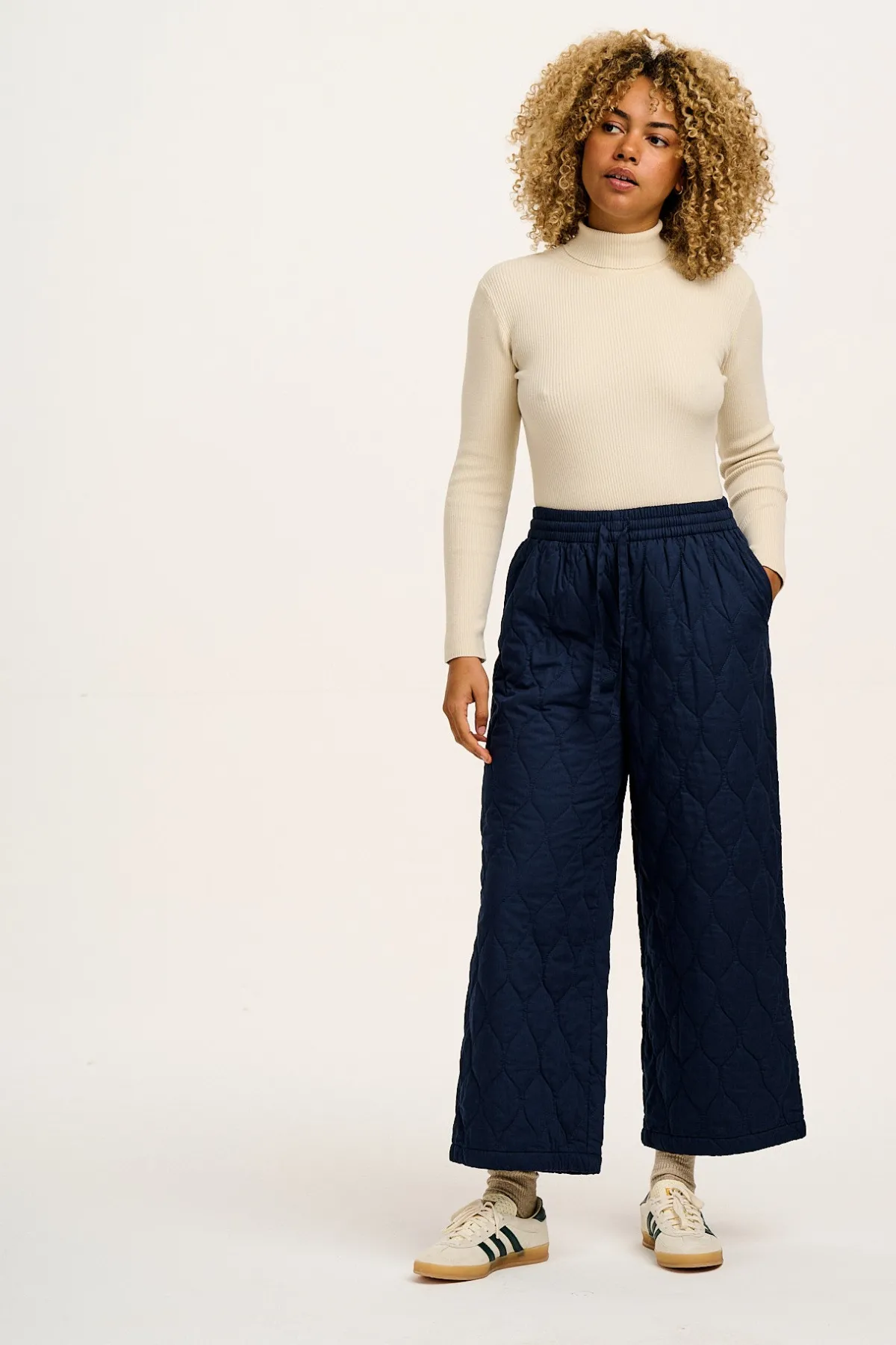 Fashion Chester - Quilted Cotton Trousers in Varsity Blue All Bottoms