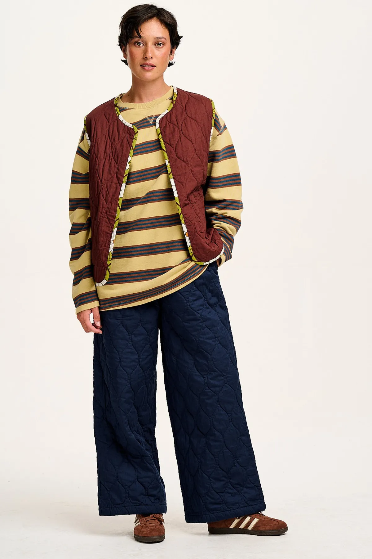 Fashion Chester - Quilted Cotton Trousers in Varsity Blue All Bottoms