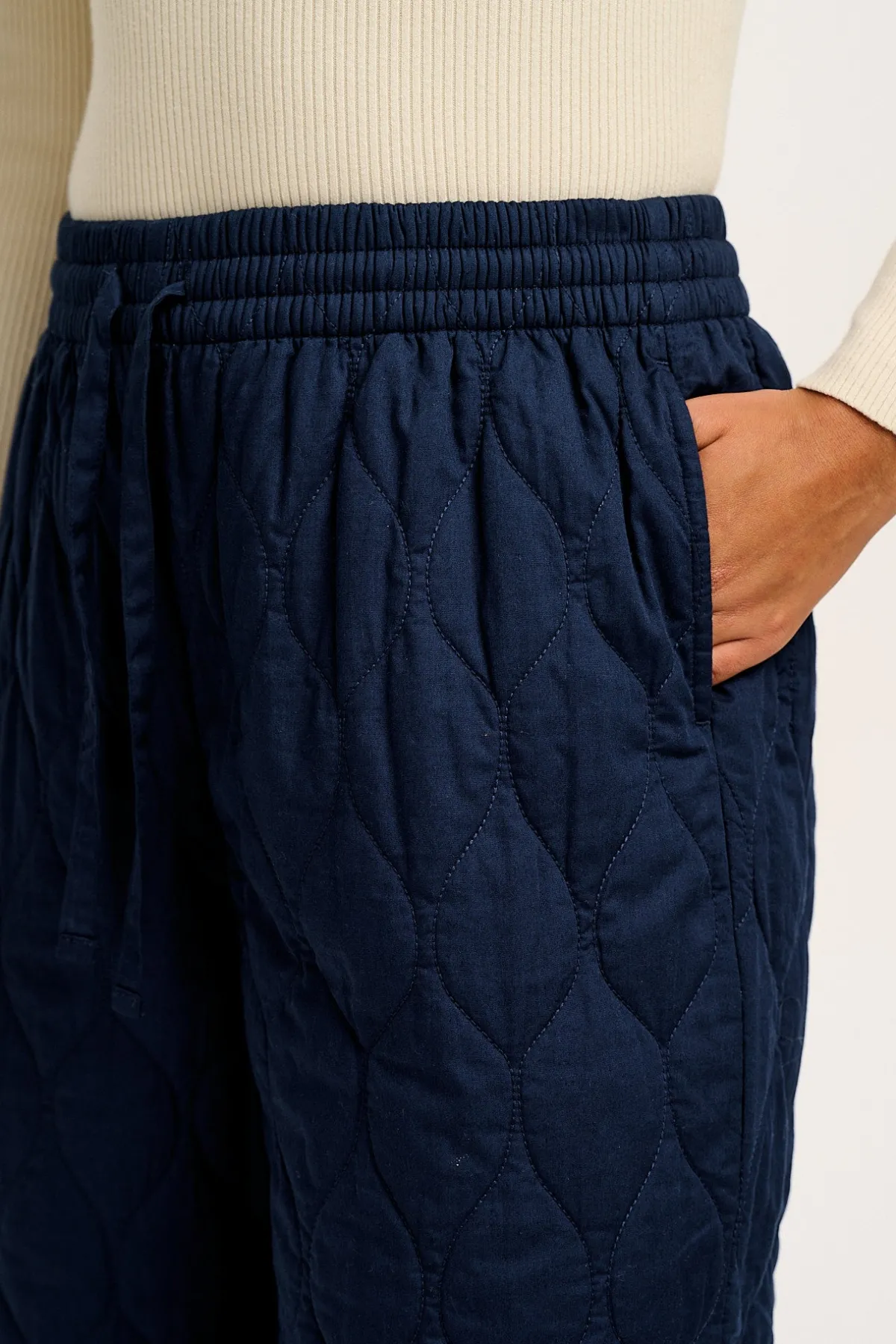 Fashion Chester - Quilted Cotton Trousers in Varsity Blue All Bottoms
