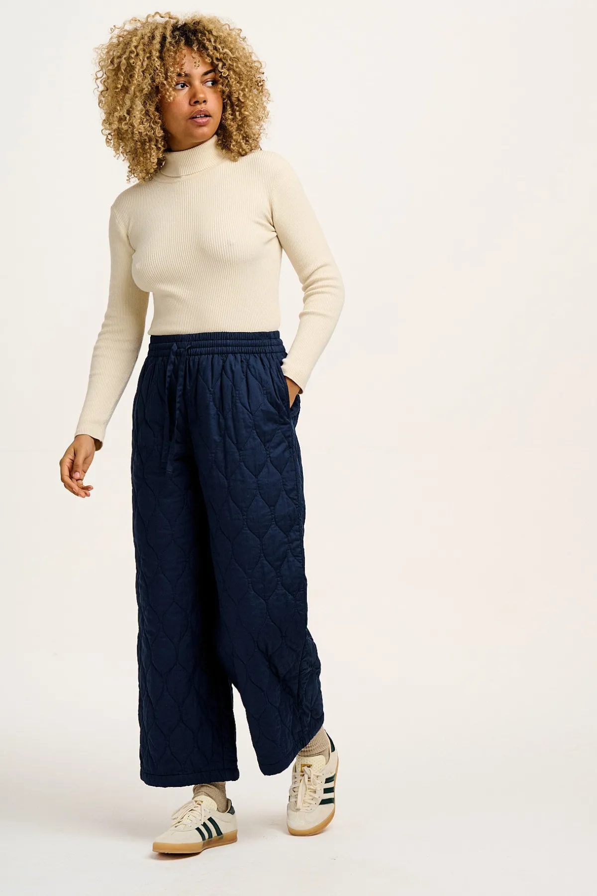 Fashion Chester - Quilted Cotton Trousers in Varsity Blue All Bottoms