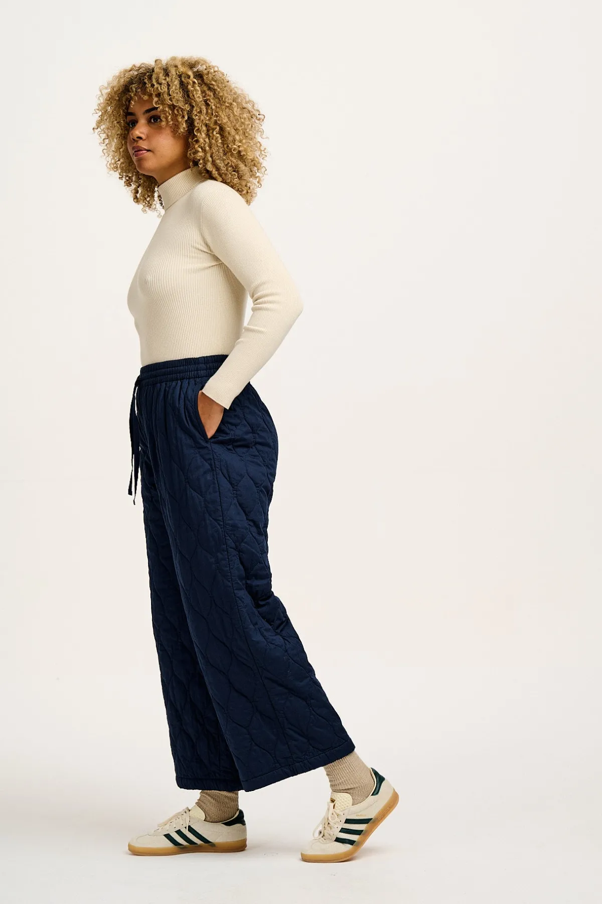 Fashion Chester - Quilted Cotton Trousers in Varsity Blue All Bottoms