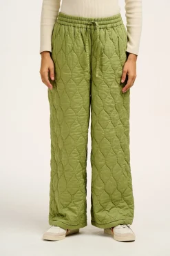 Clearance Chester - Quilted Cotton Trousers in Mosstone Green All Bottoms