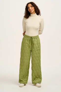 Clearance Chester - Quilted Cotton Trousers in Mosstone Green All Bottoms