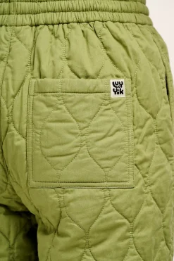 Clearance Chester - Quilted Cotton Trousers in Mosstone Green All Bottoms