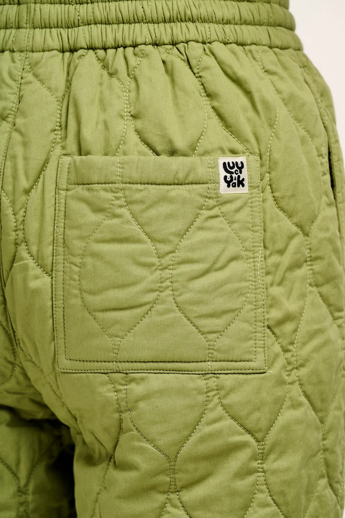 Clearance Chester - Quilted Cotton Trousers in Mosstone Green All Bottoms