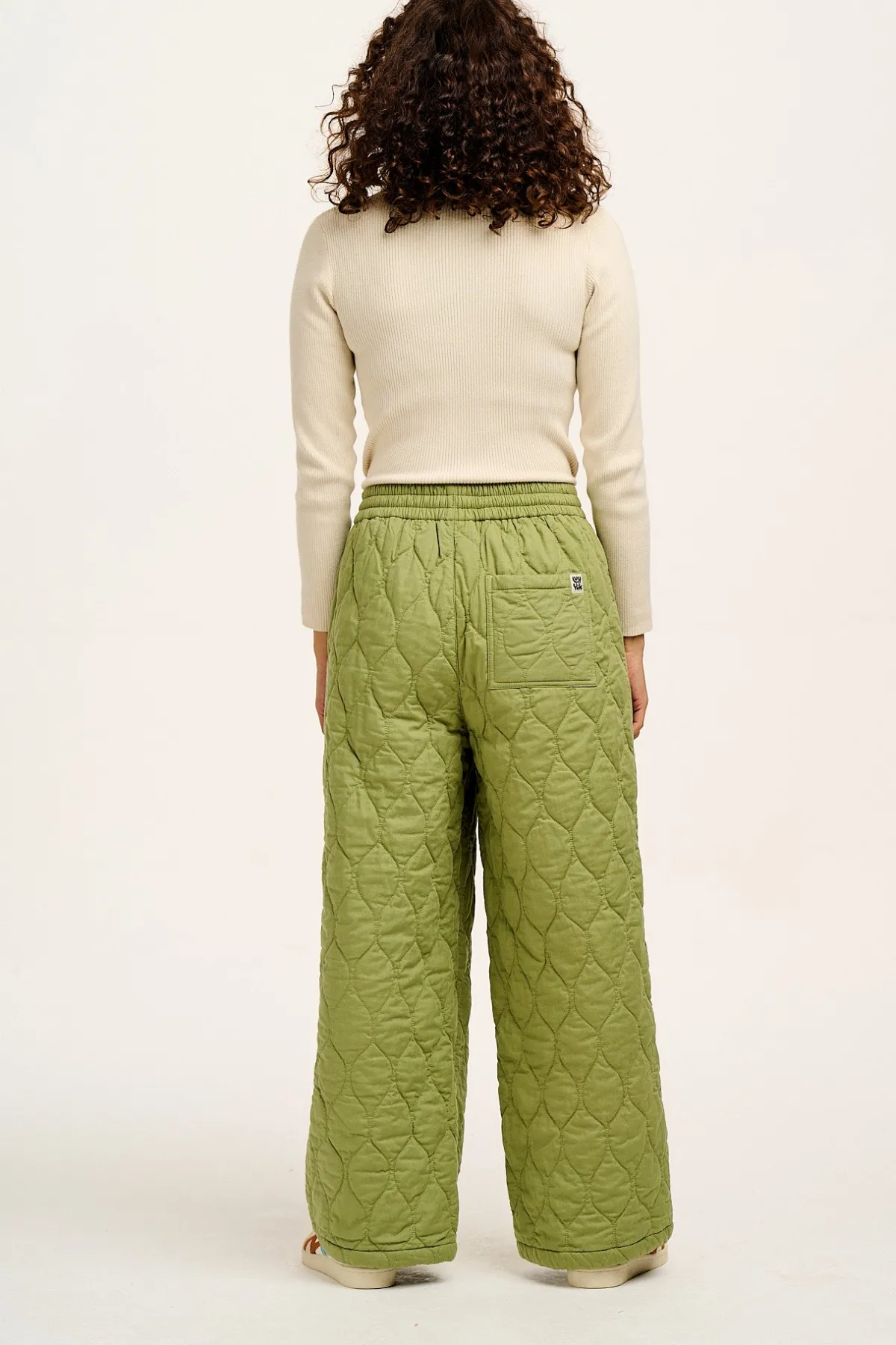 Clearance Chester - Quilted Cotton Trousers in Mosstone Green All Bottoms