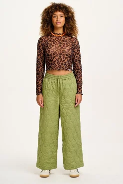 Clearance Chester - Quilted Cotton Trousers in Mosstone Green All Bottoms