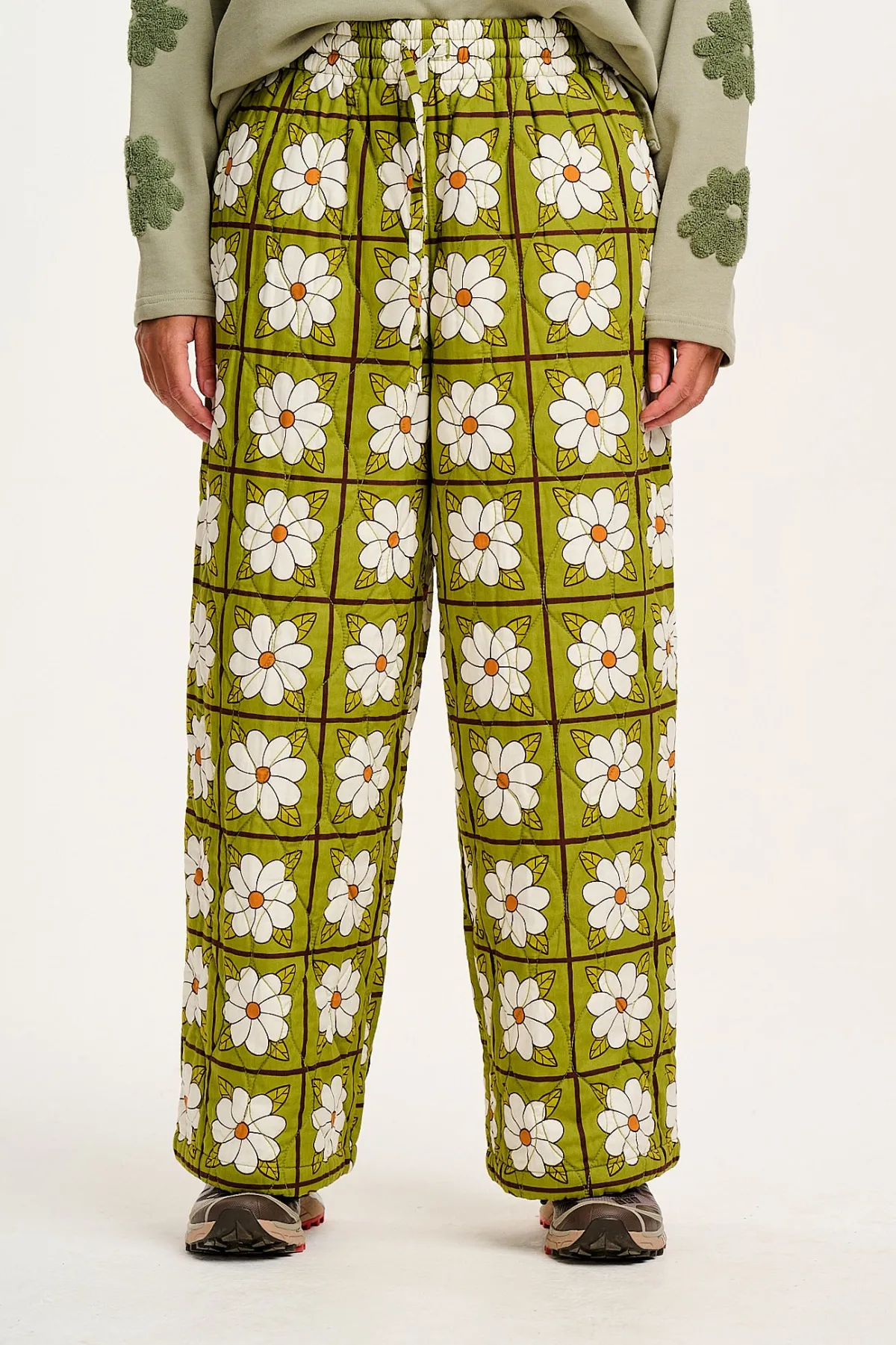 Sale Chester - Quilted Cotton Trousers in Romneya Floral Print All Bottoms