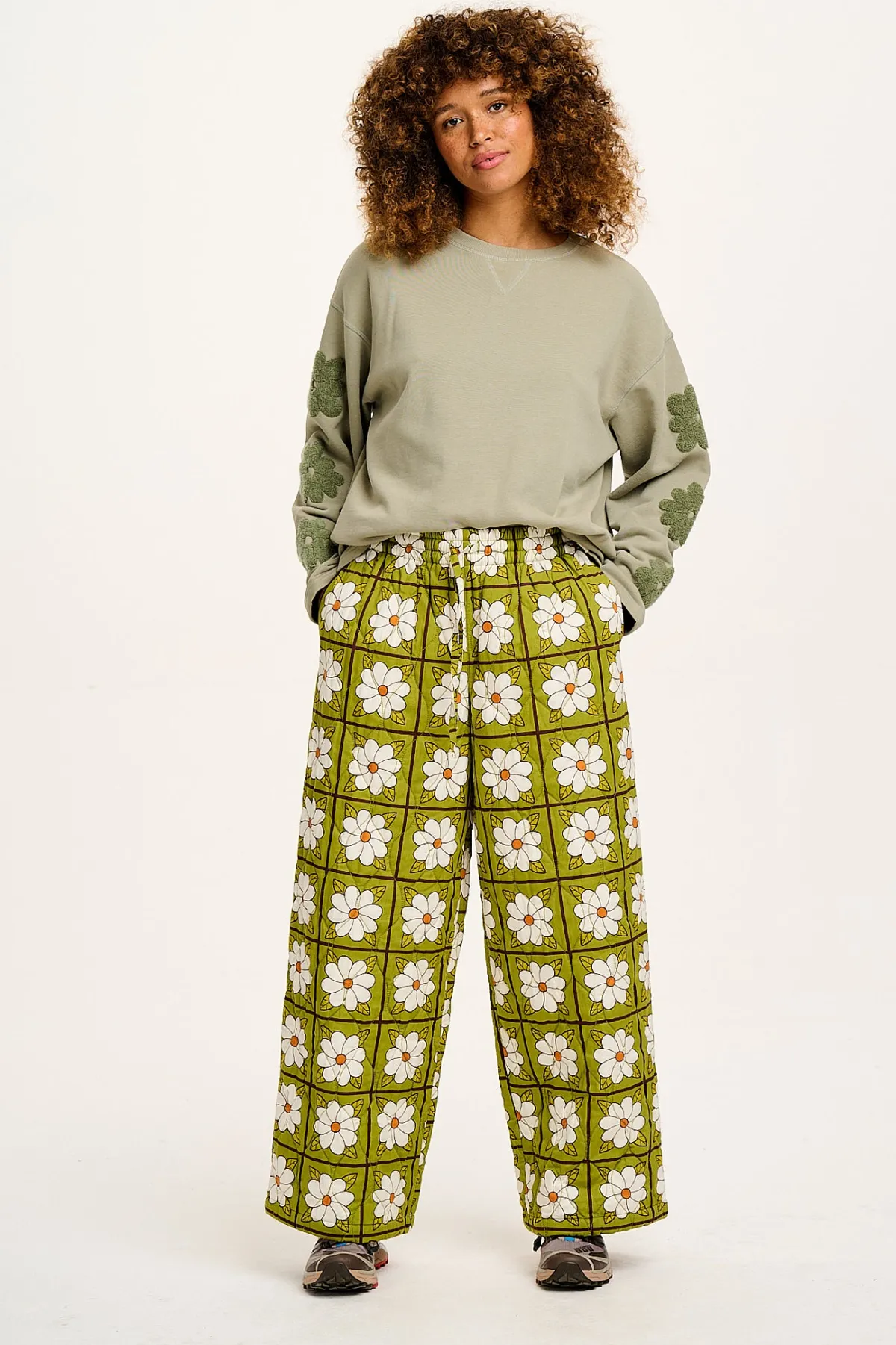 Sale Chester - Quilted Cotton Trousers in Romneya Floral Print All Bottoms