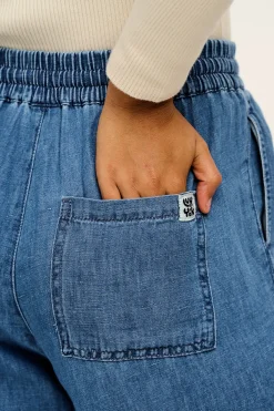 Fashion Chuck - Cotton & Hemp Trousers in Mid Wash Blue All Bottoms|Jeans