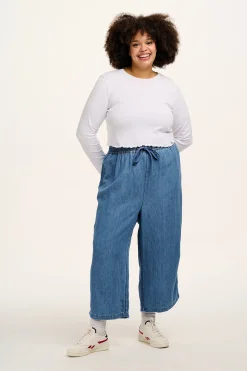 Fashion Chuck - Cotton & Hemp Trousers in Mid Wash Blue All Bottoms|Jeans