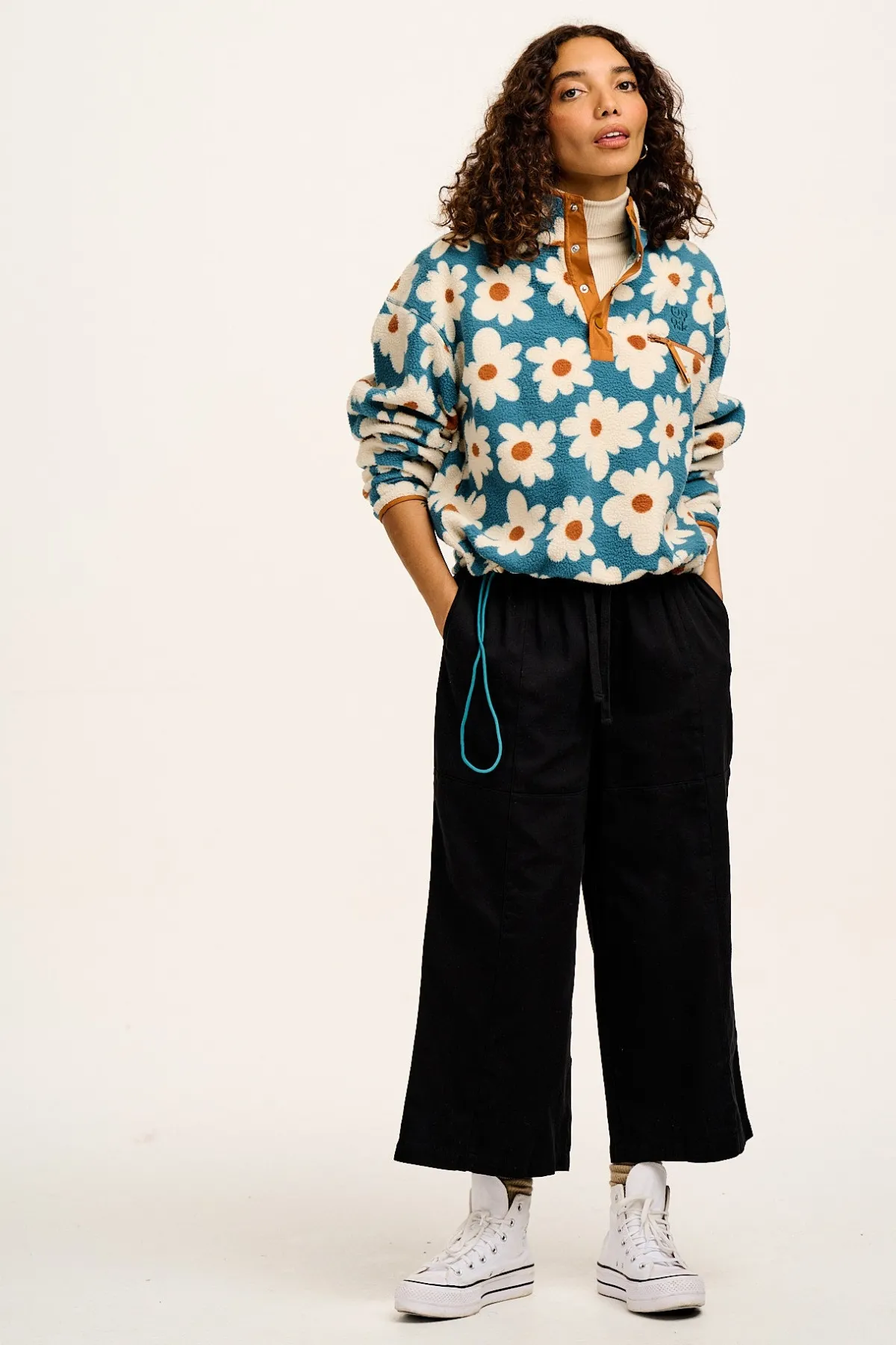 New Chuck - Wide Leg Cotton Trousers in Black All Bottoms|Trousers
