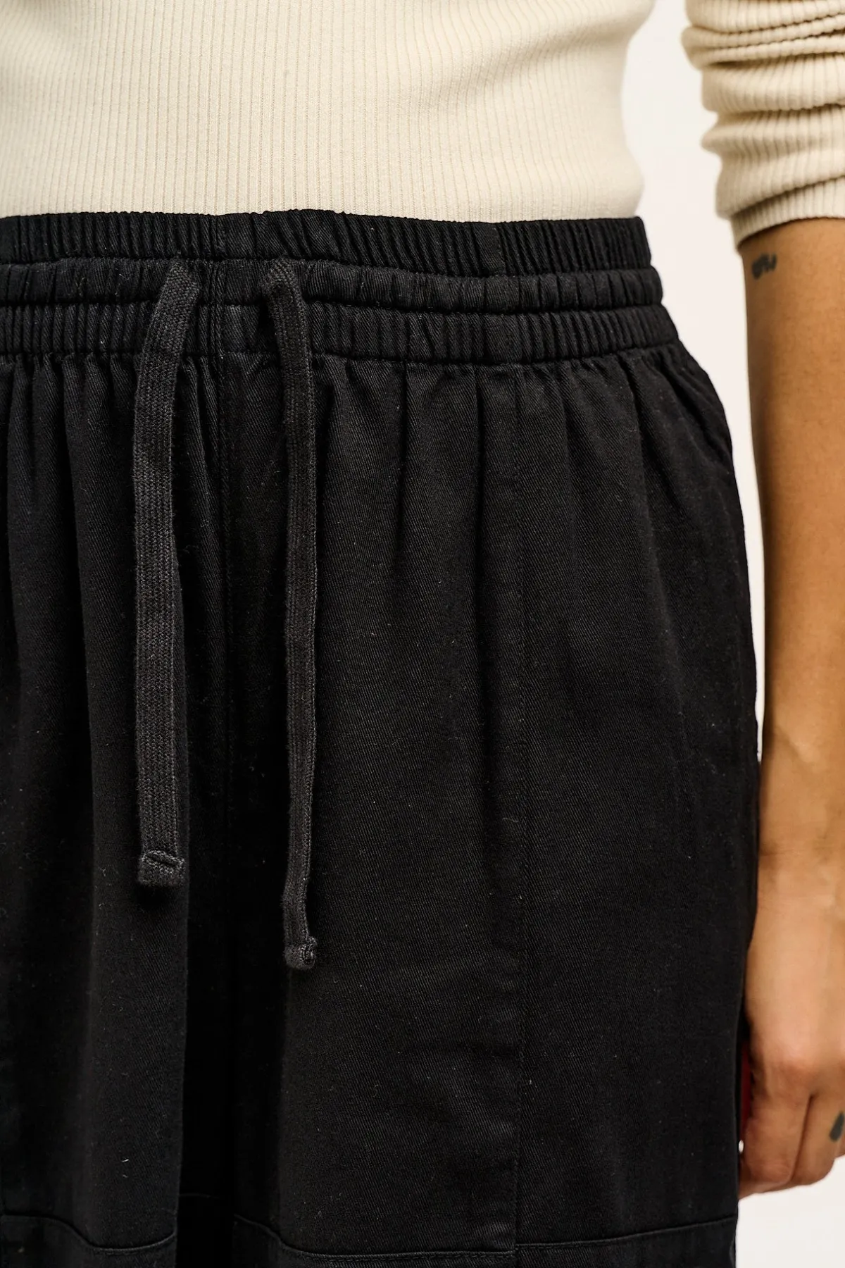 New Chuck - Wide Leg Cotton Trousers in Black All Bottoms|Trousers