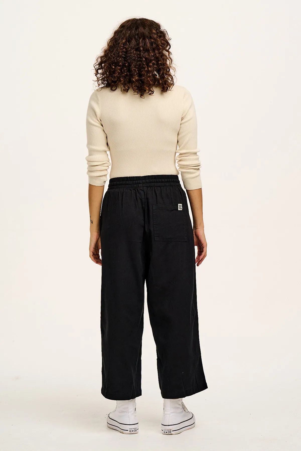 New Chuck - Wide Leg Cotton Trousers in Black All Bottoms|Trousers