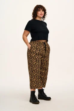 Clearance Chuck - Wide Leg Cotton Trousers in Leopard Print All Bottoms|Trousers