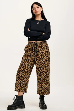 Clearance Chuck - Wide Leg Cotton Trousers in Leopard Print All Bottoms|Trousers