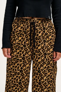 Clearance Chuck - Wide Leg Cotton Trousers in Leopard Print All Bottoms|Trousers