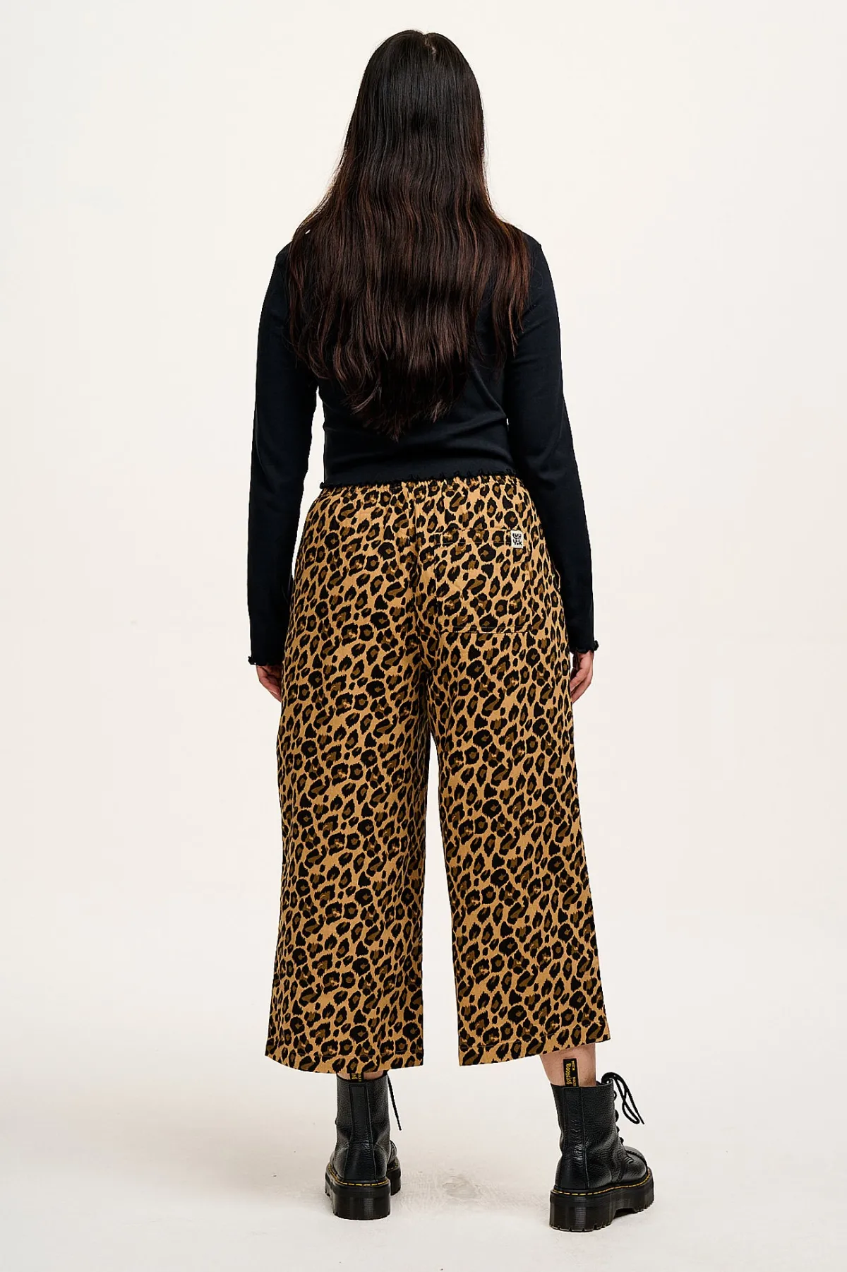 Clearance Chuck - Wide Leg Cotton Trousers in Leopard Print All Bottoms|Trousers