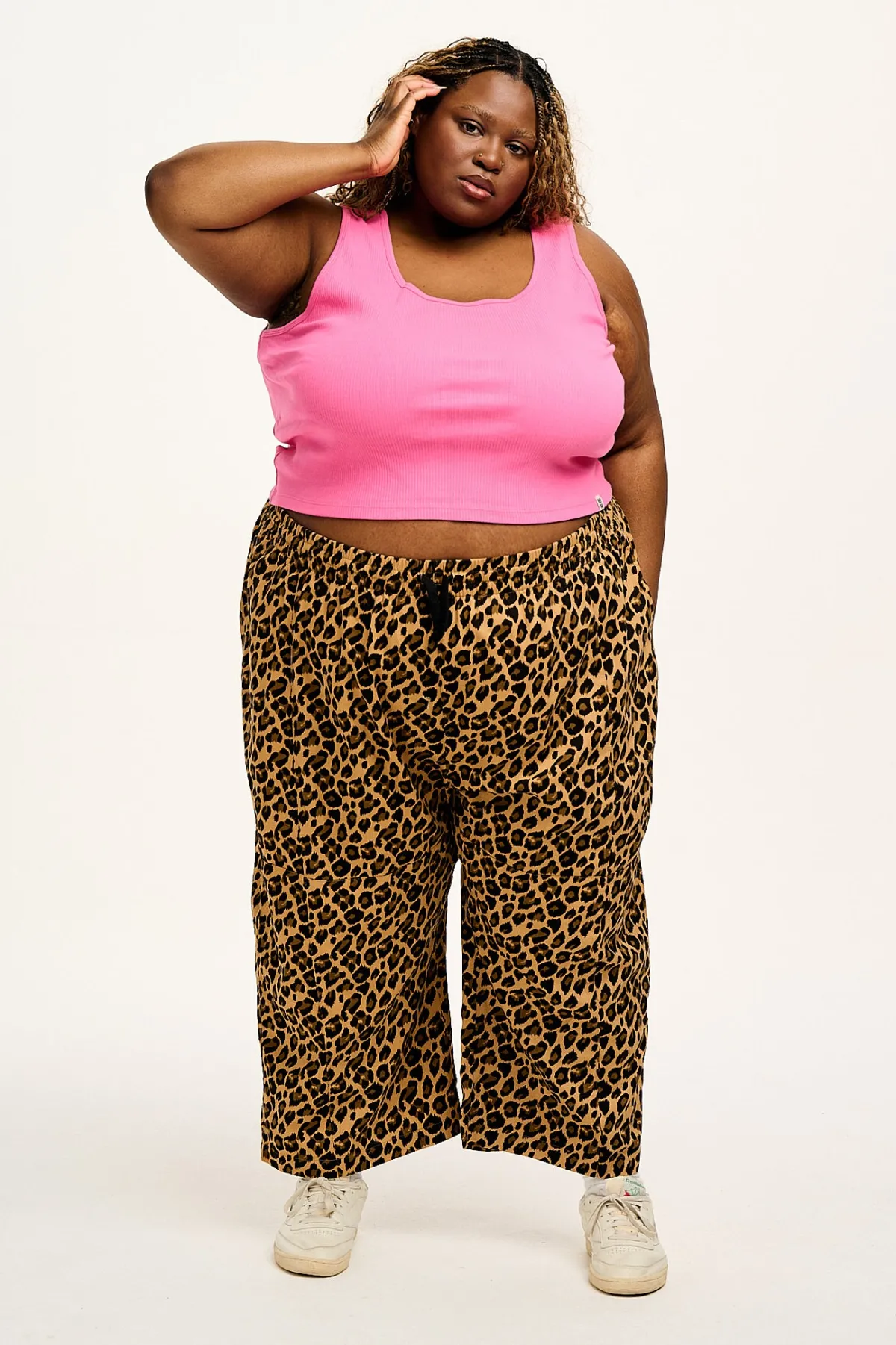 Clearance Chuck - Wide Leg Cotton Trousers in Leopard Print All Bottoms|Trousers
