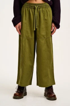 Outlet Chuck - Wide Leg Cotton Trousers in Khaki All Bottoms|Trousers