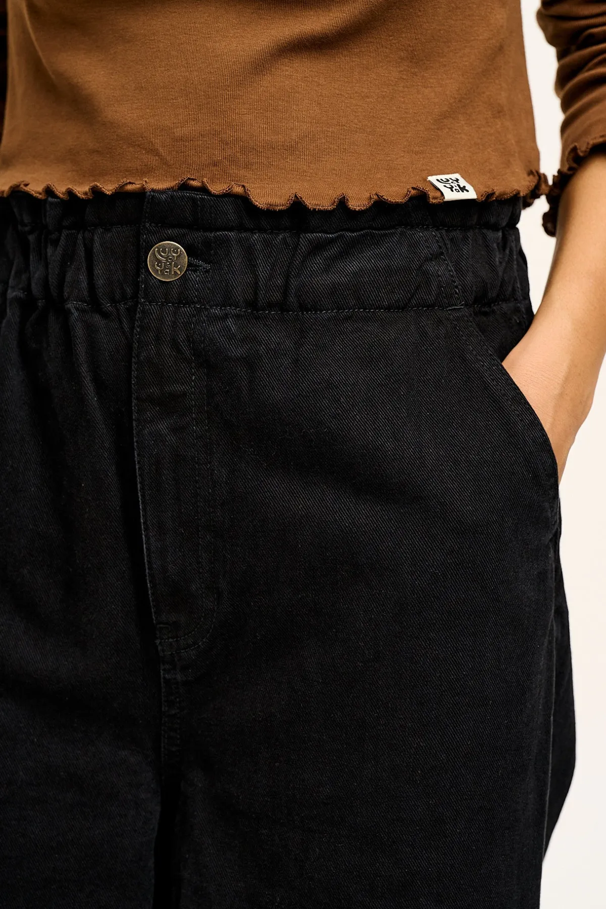 Clearance Cody - Paper Bag Jeans in Black Denim All Bottoms|Jeans