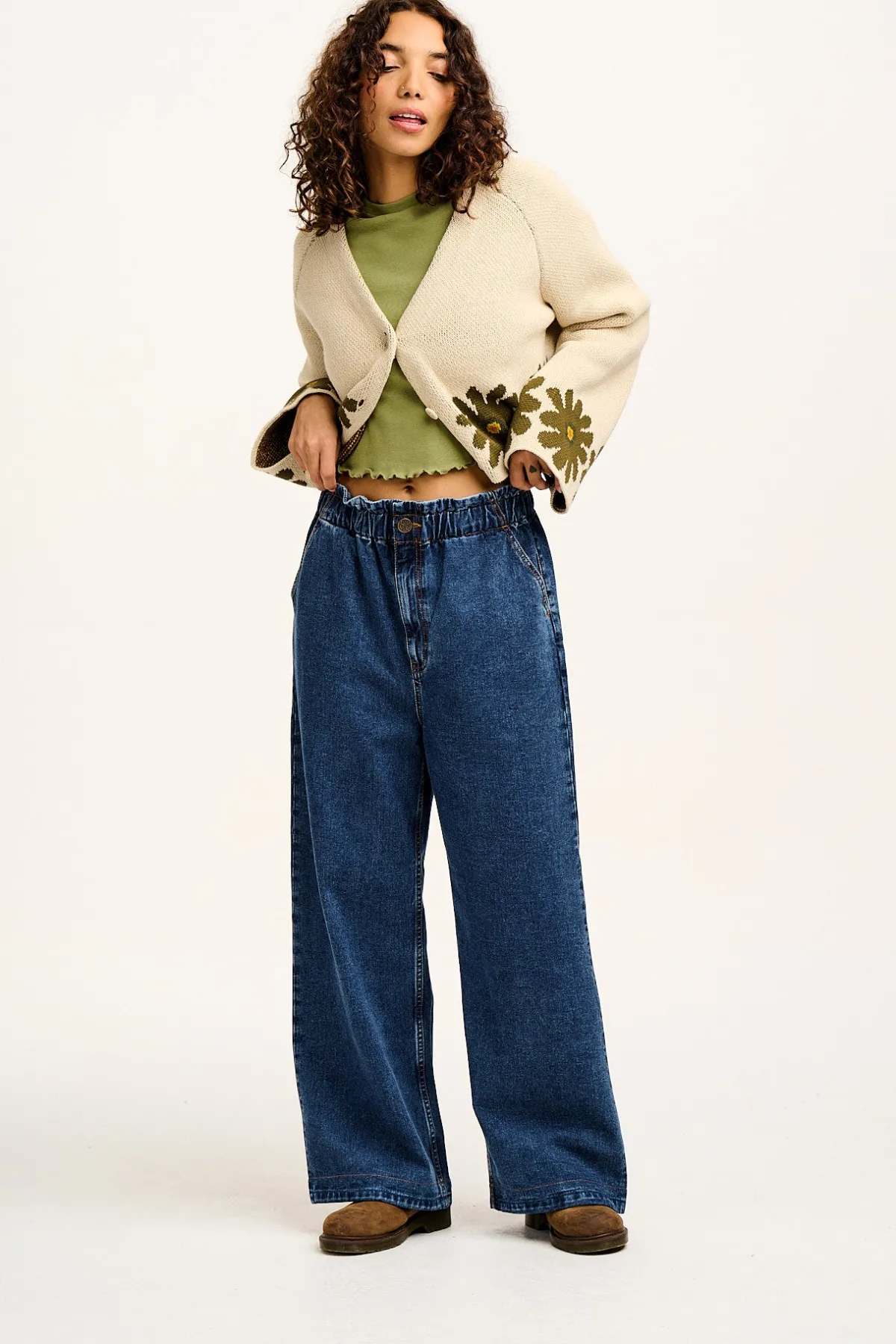 Online Cody - Paper Bag Jeans in Mid Wash Blue Denim All Bottoms|Jeans