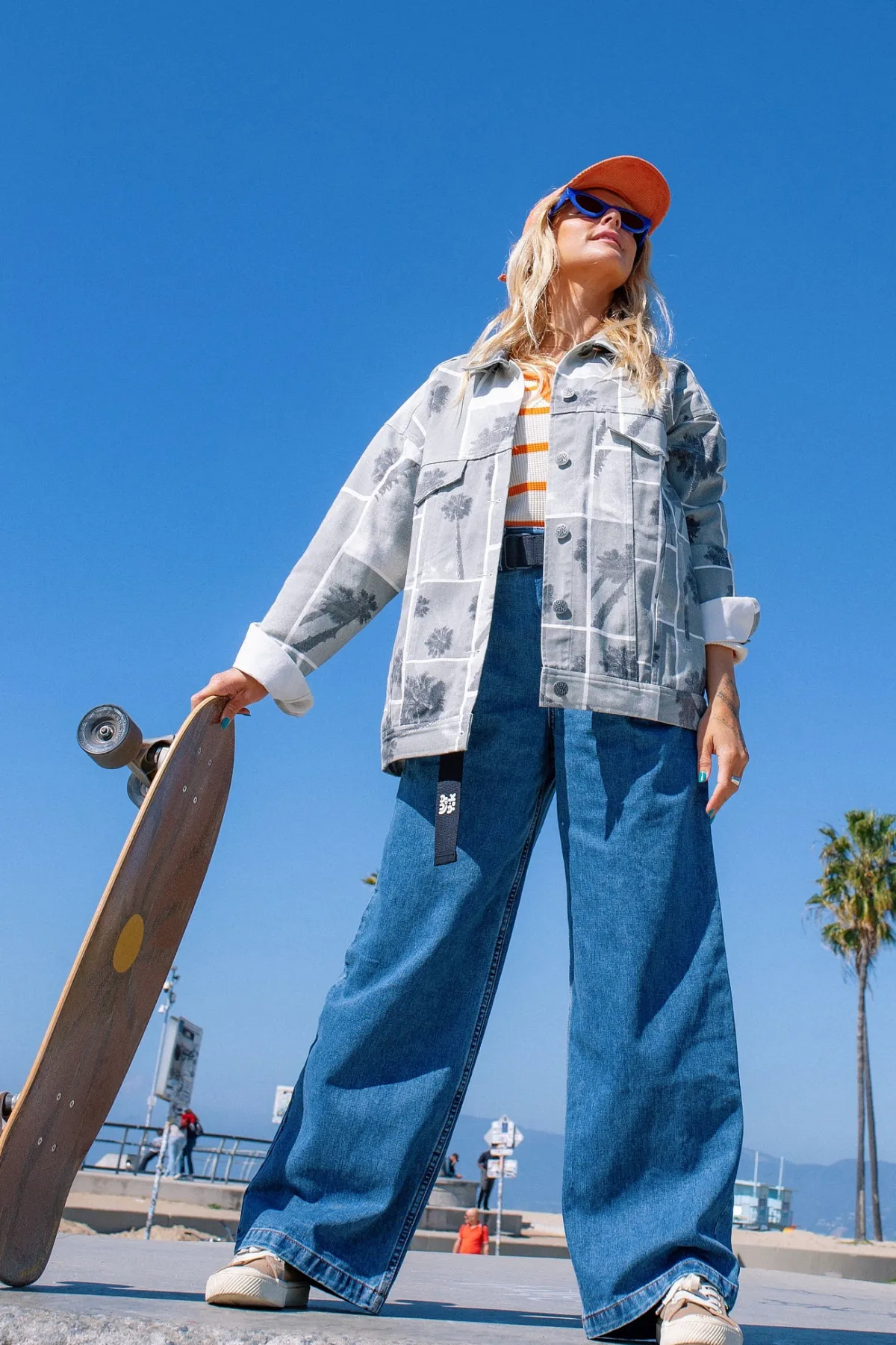 Online Cole - Baggy Wide Leg Denim Jeans in Mid Wash Blue All Bottoms|Jeans