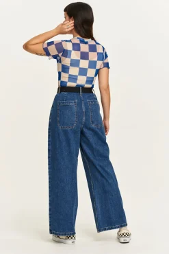 Online Cole - Baggy Wide Leg Denim Jeans in Mid Wash Blue All Bottoms|Jeans