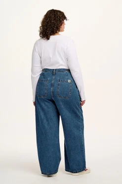 Online Cole - Baggy Wide Leg Denim Jeans in Mid Wash Blue All Bottoms|Jeans