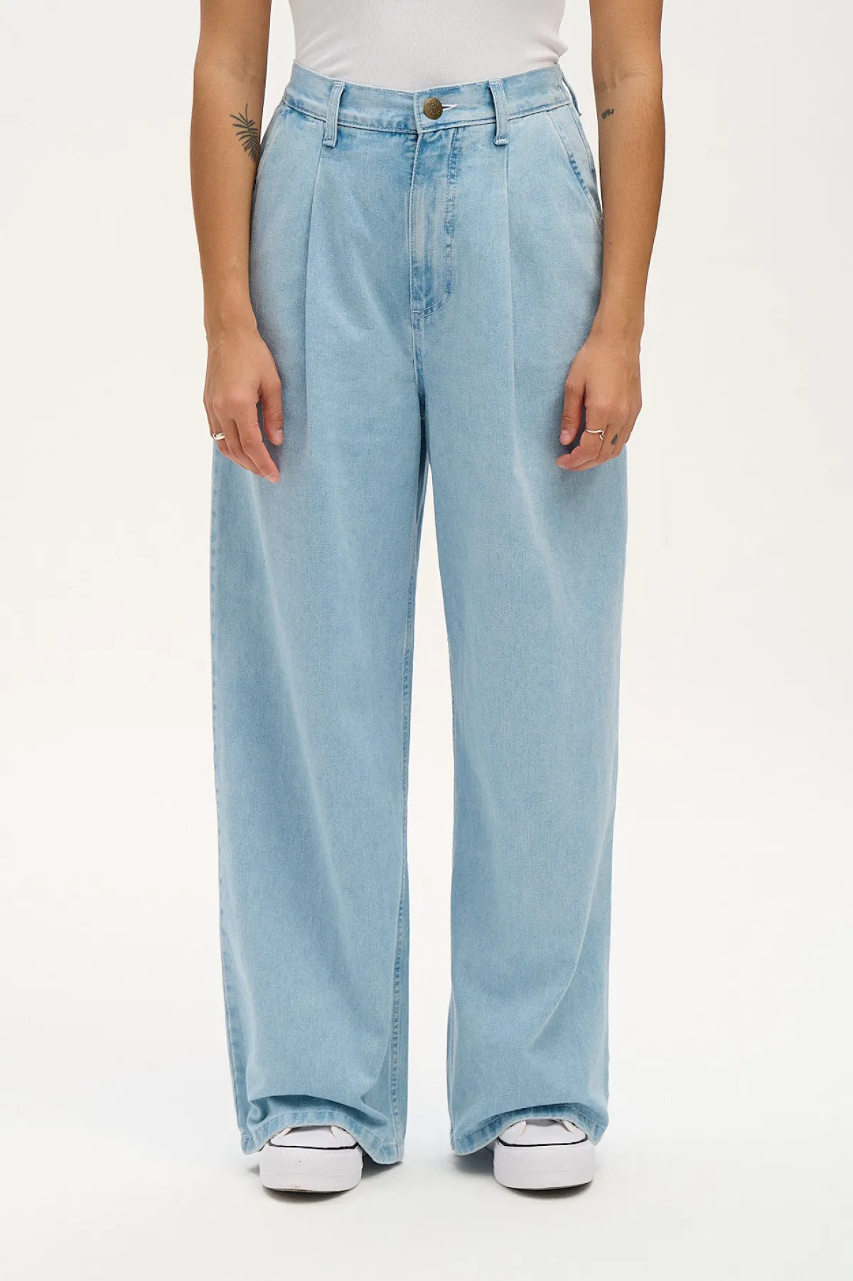 Discount Cole - Baggy Wide Leg Denim Jeans in Light Wash Blue All Bottoms|Jeans