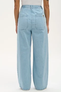 Discount Cole - Baggy Wide Leg Denim Jeans in Light Wash Blue All Bottoms|Jeans
