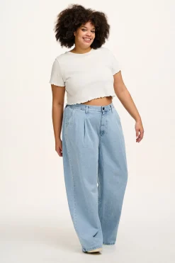 Discount Cole - Baggy Wide Leg Denim Jeans in Light Wash Blue All Bottoms|Jeans