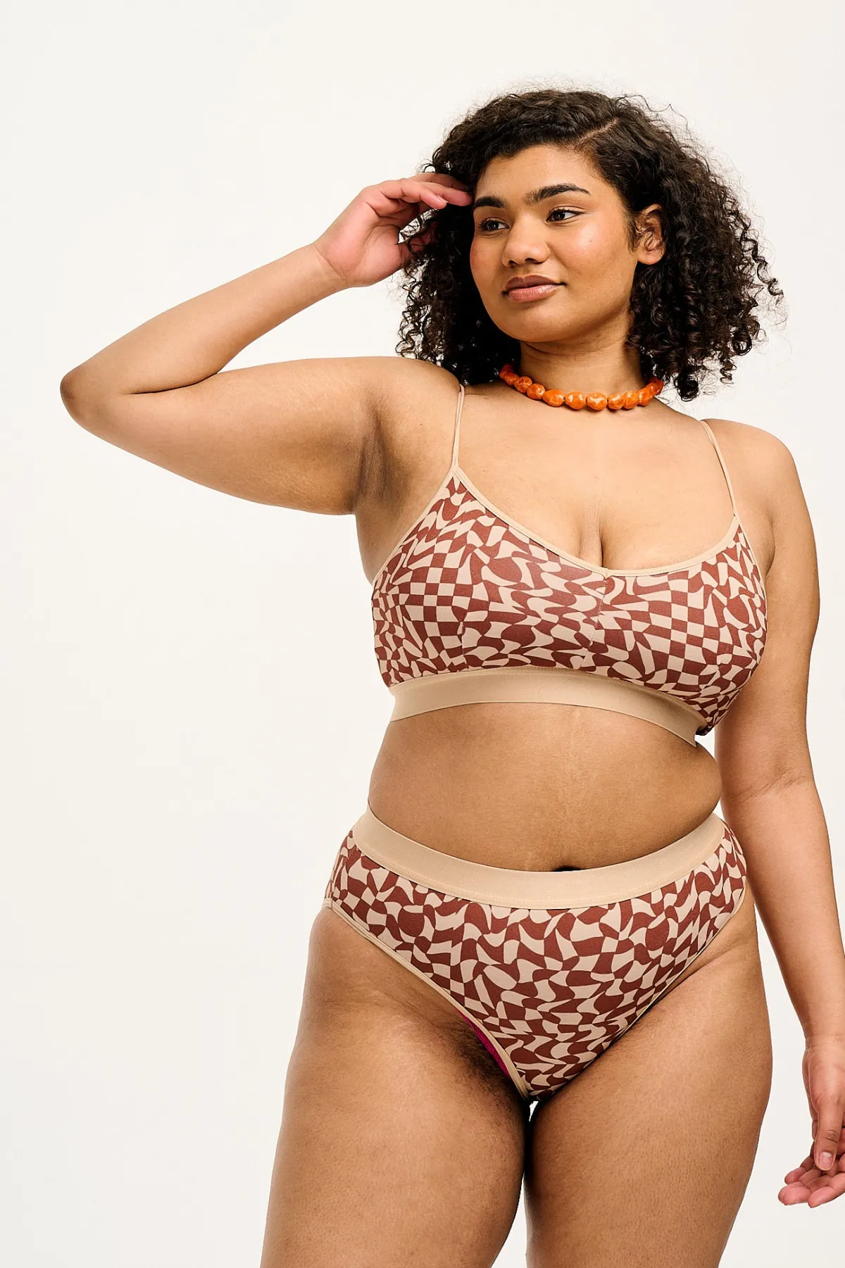 Discount Cora - Cotton & Bamboo Bikini Pant in Amara Grid Print All Bottoms|All Underwear