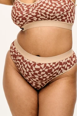 Discount Cora - Cotton & Bamboo Bikini Pant in Amara Grid Print All Bottoms|All Underwear