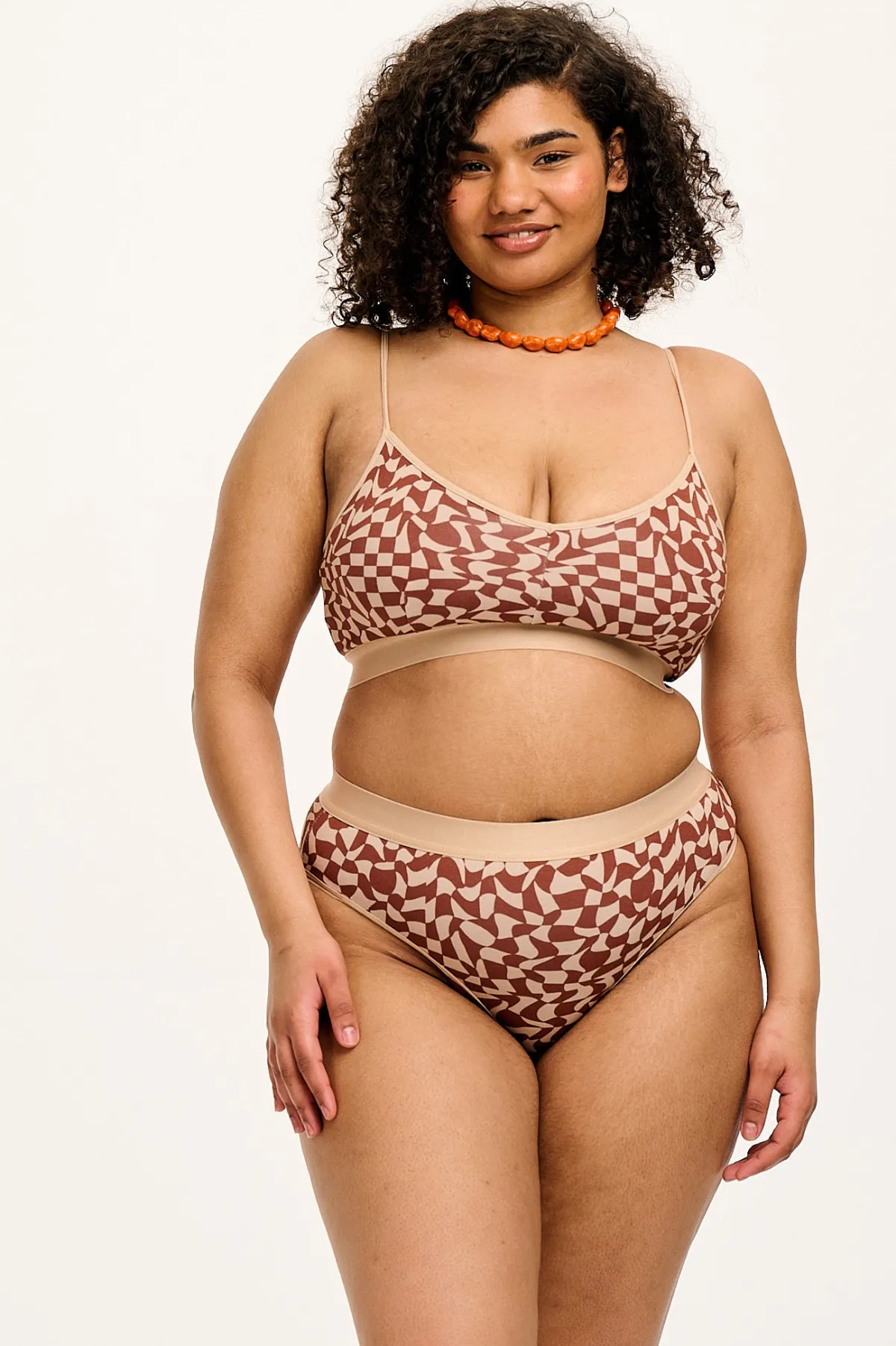 Discount Cora - Cotton & Bamboo Bikini Pant in Amara Grid Print All Bottoms|All Underwear