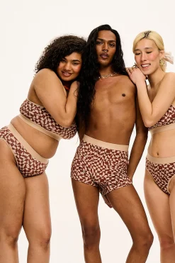 Discount Cora - Cotton & Bamboo Bikini Pant in Amara Grid Print All Bottoms|All Underwear