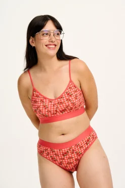 Fashion Cora - Cotton & Bamboo Bikini Pant in Pink Check Rosalind Print All Bottoms|All Underwear