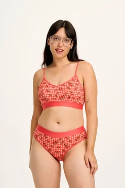 Fashion Cora - Cotton & Bamboo Bikini Pant in Pink Check Rosalind Print All Bottoms|All Underwear