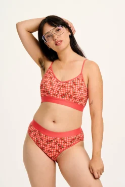 Fashion Cora - Cotton & Bamboo Bikini Pant in Pink Check Rosalind Print All Bottoms|All Underwear