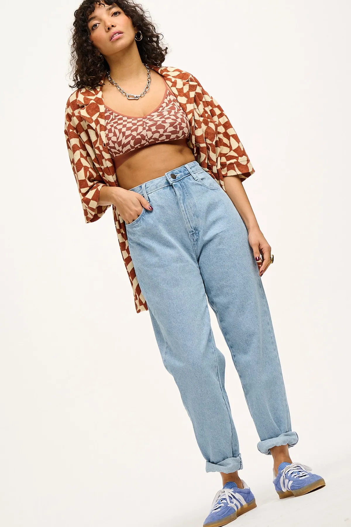 Outlet Dana - Mom Denim Jeans in Light Wash Blue All Bottoms|Jeans