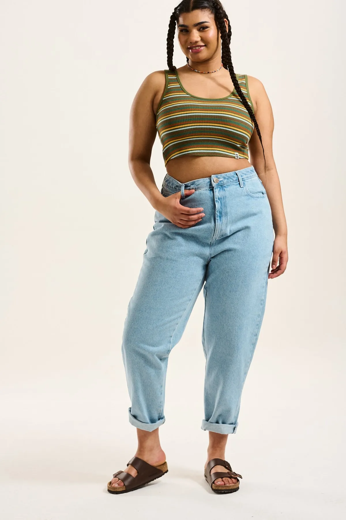 Outlet Dana - Mom Denim Jeans in Light Wash Blue All Bottoms|Jeans