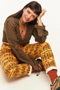 Online Dana - Mom Twill Jeans in Estelle Print All Bottoms