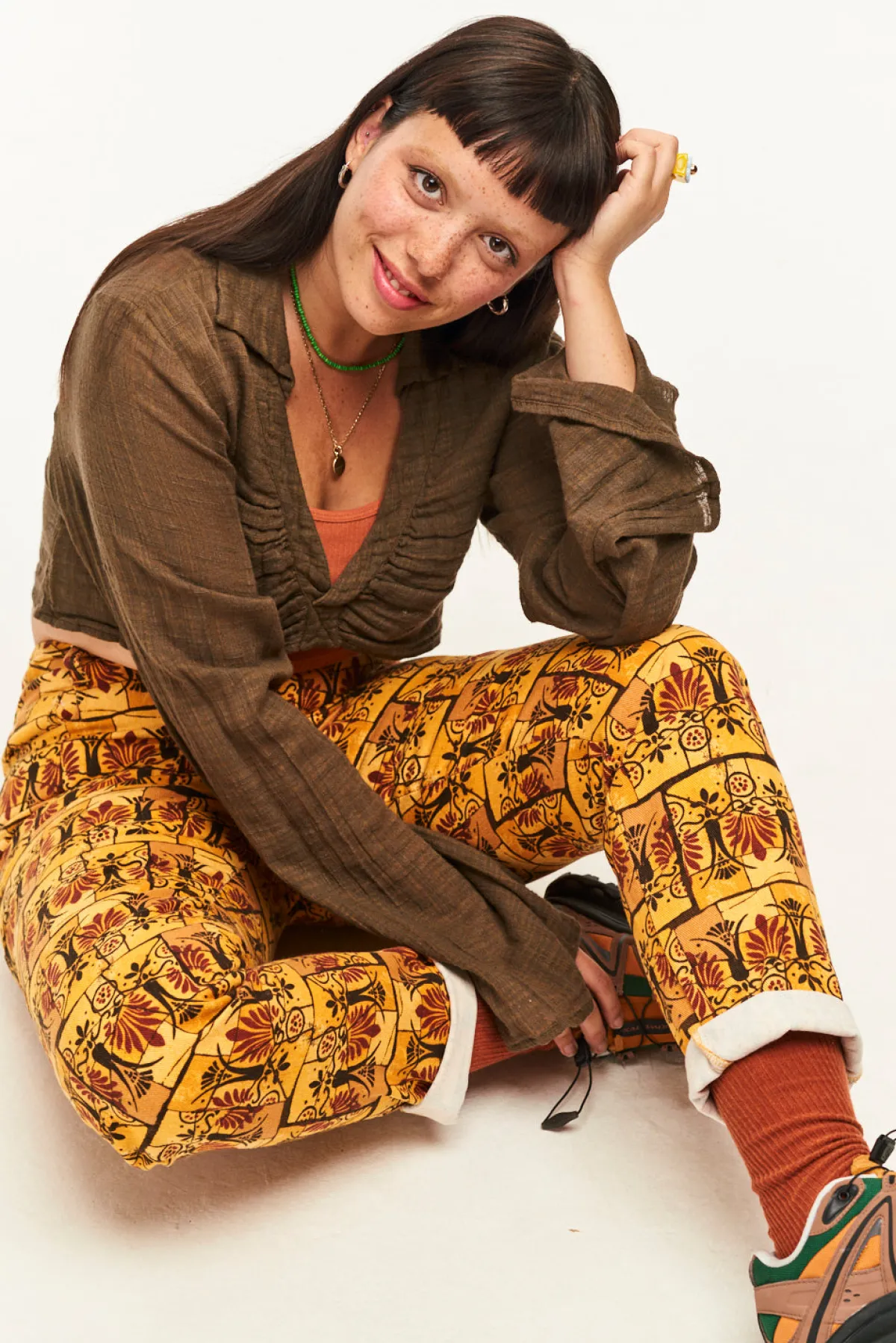 Online Dana - Mom Twill Jeans in Estelle Print All Bottoms