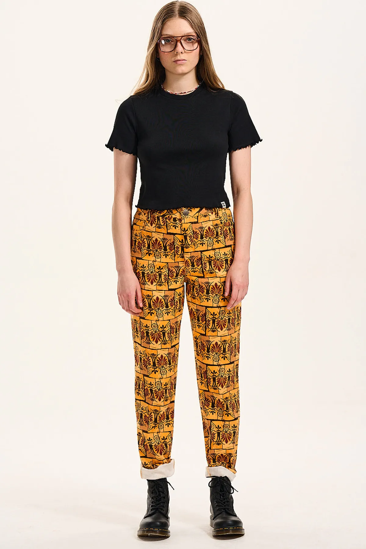 Online Dana - Mom Twill Jeans in Estelle Print All Bottoms
